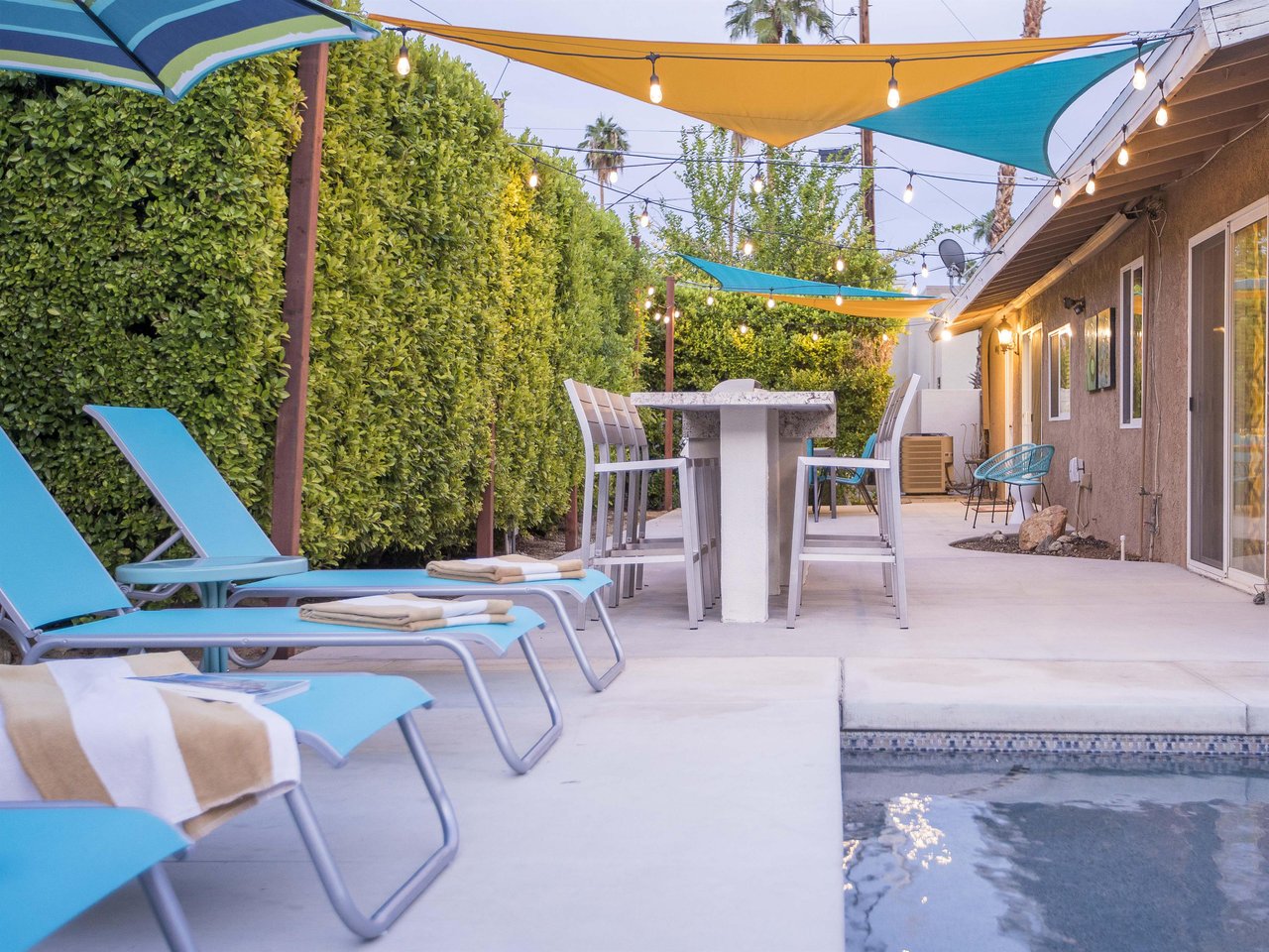 Lounge chairs for relaxing by the pool