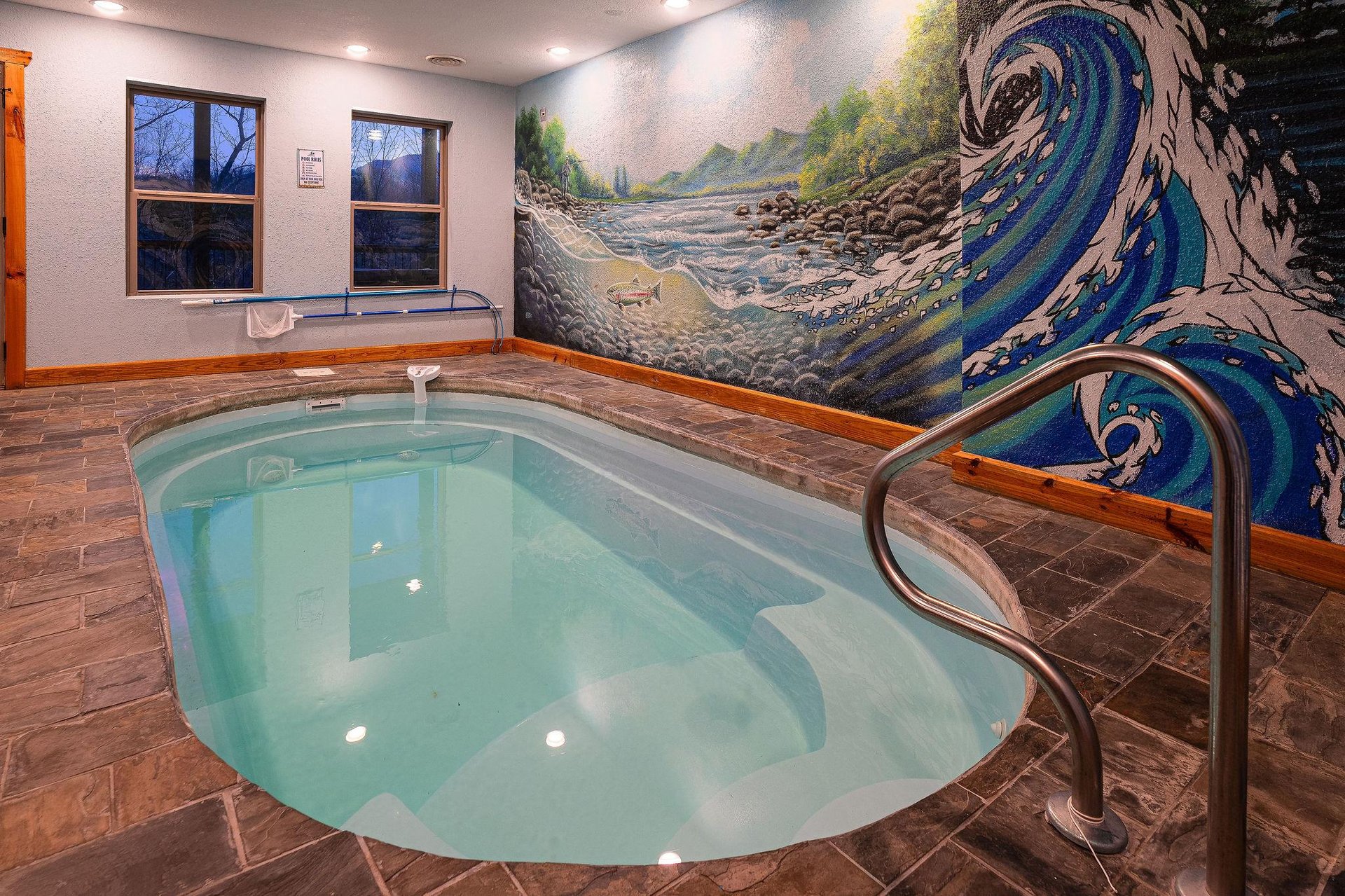 Indoor pool longways at Make A Splash, a 2 bedroom cabin rental located in gatlinburg