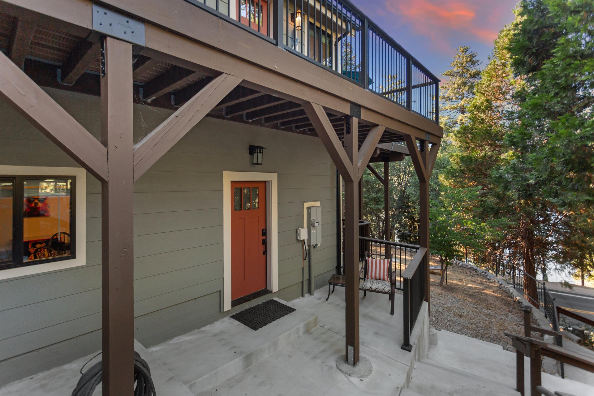 Entrance leads to the lower floor living area.