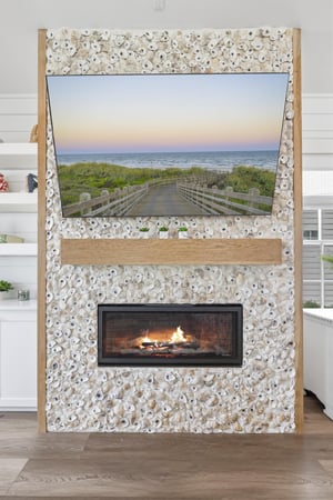 Fireplace featuring an oyster wall.