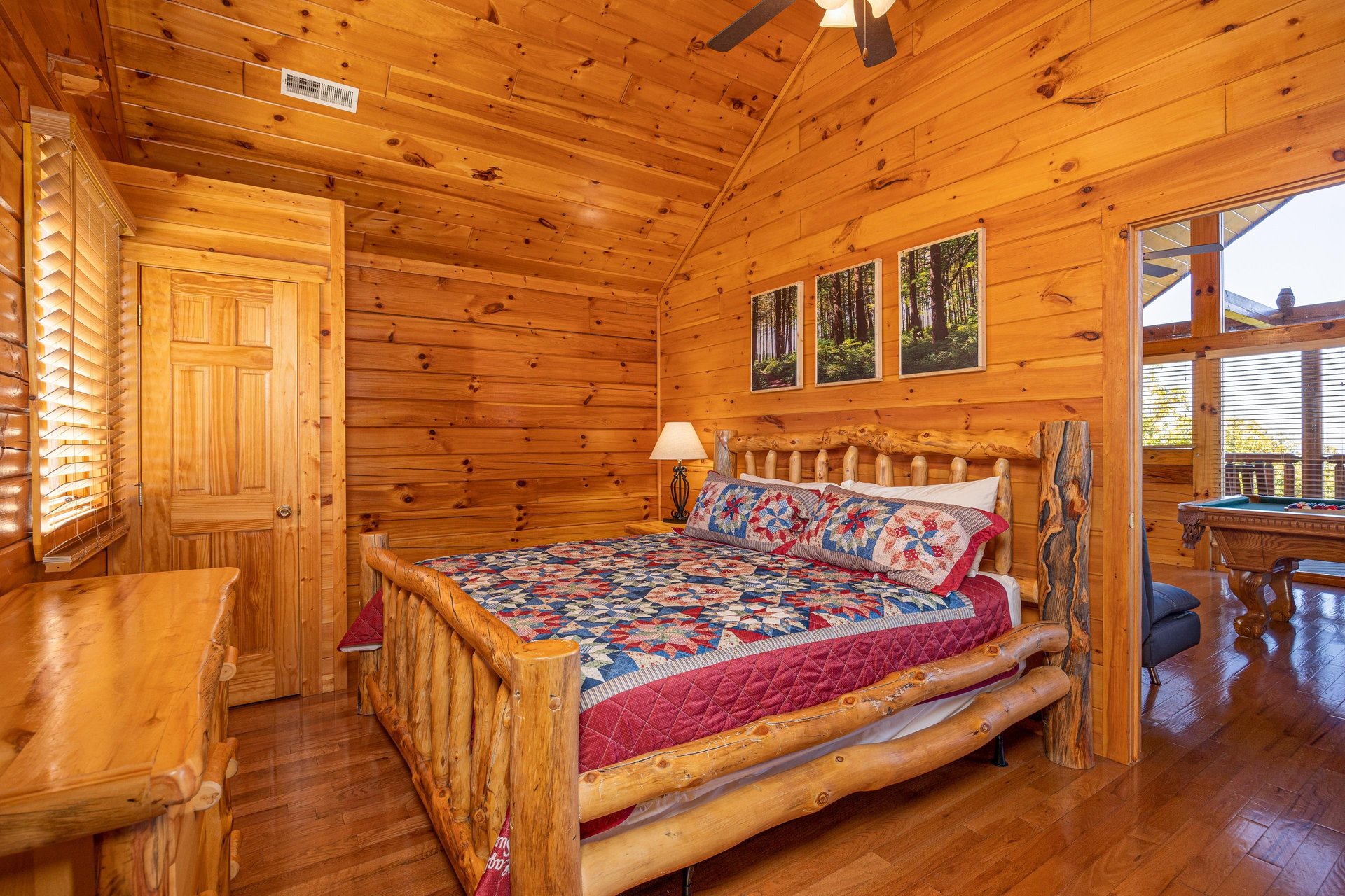 Loft bedroom at Eagles Sunrise, a 2 bedroom cabin rental located in Pigeon Forge