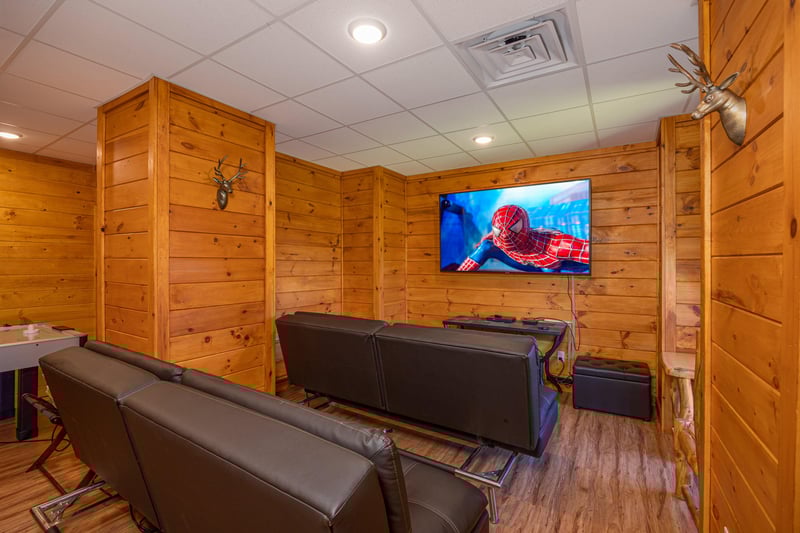 Theater room at Eagles Sunrise, a 2 bedroom cabin rental located in Pigeon Forge