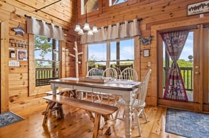 Dining able with chairs and benches