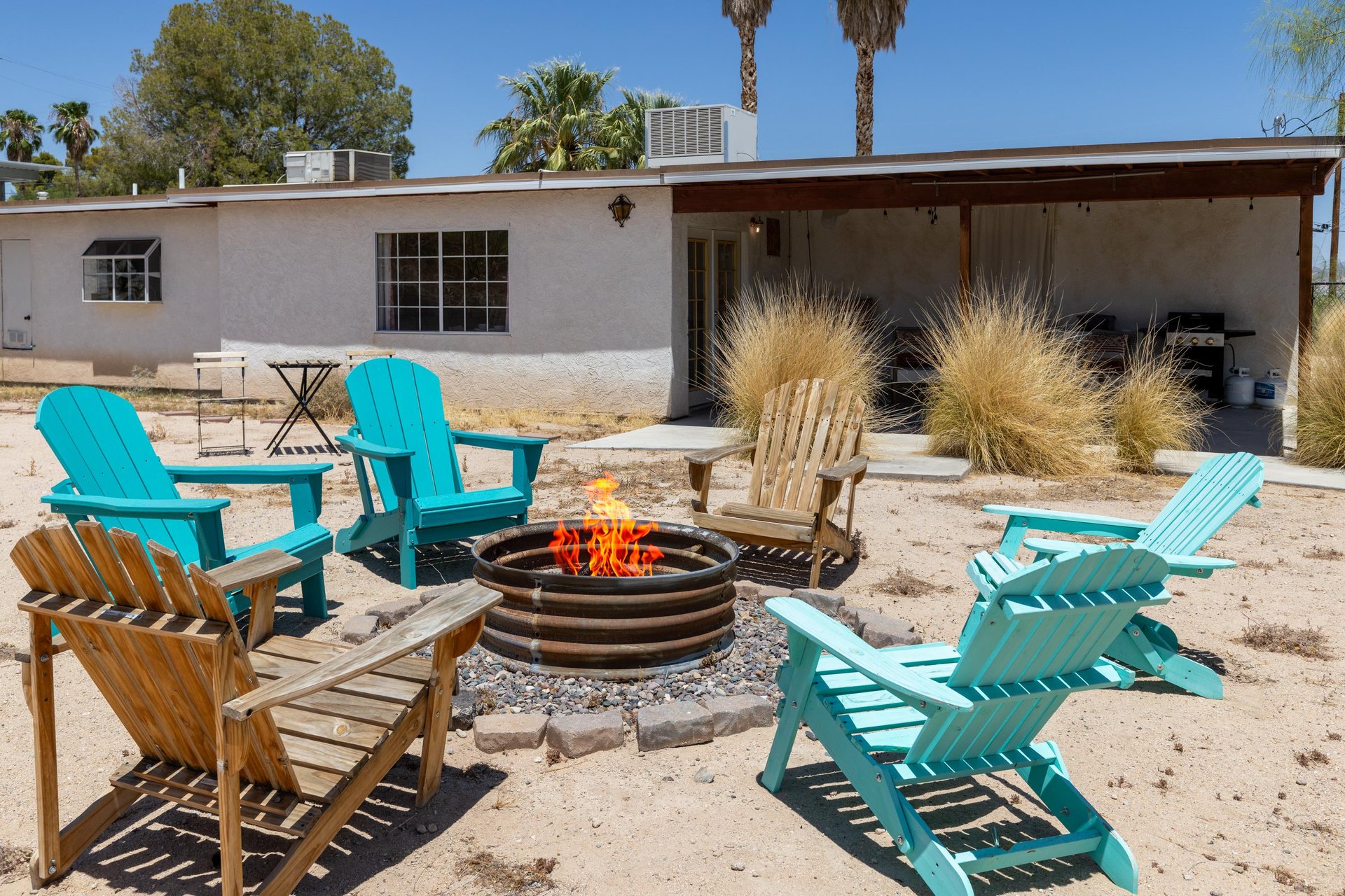 Fire pit behind the home.