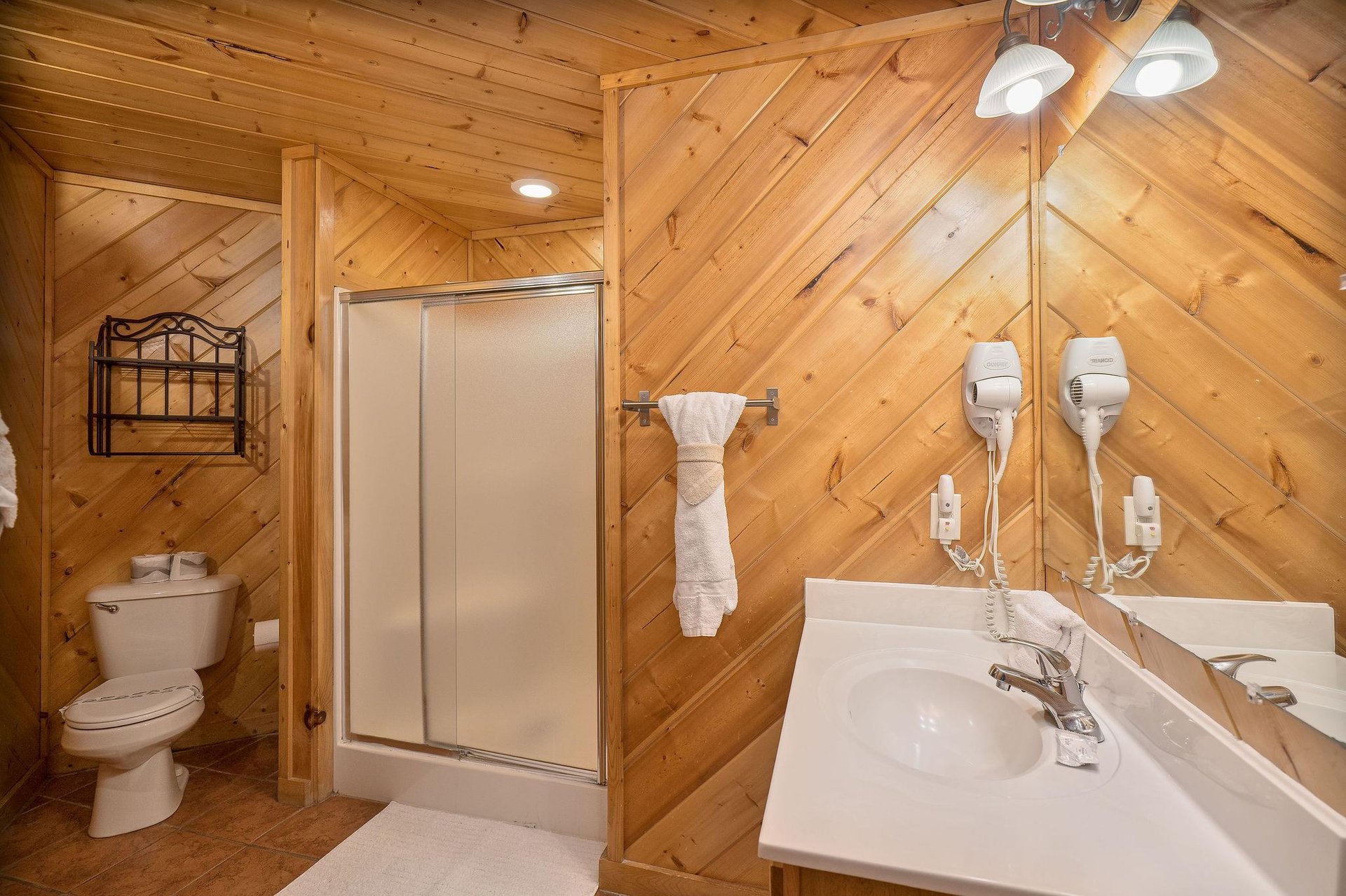 full bathroom with step in shower