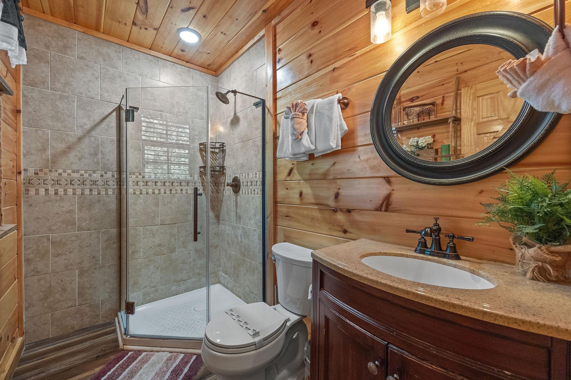 Walk in shower with clear door