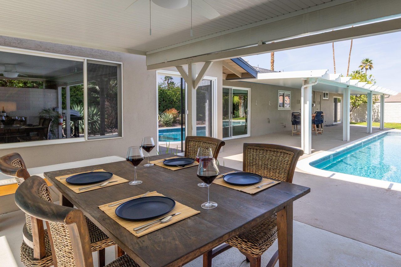 Take a break for lunch in the covered al fresco  dining area