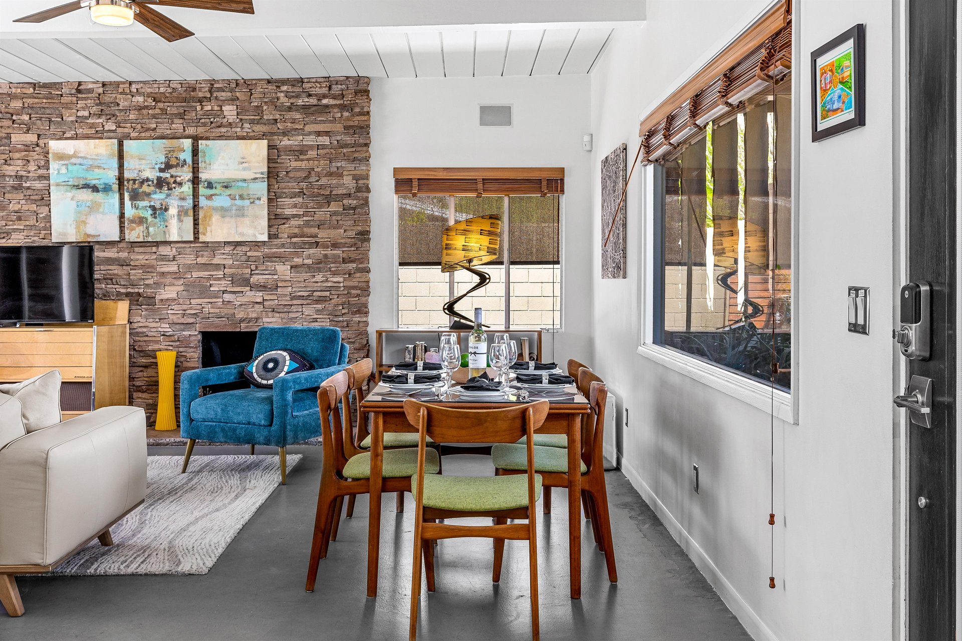 Dining table set for six