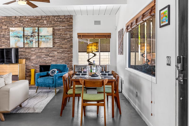 Dining table set for six