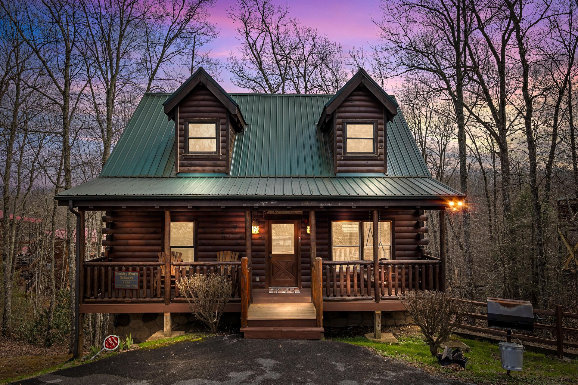Front exterior view at Country Bears Getaway, a 3bedroom cabin rental located in Gatlinburg