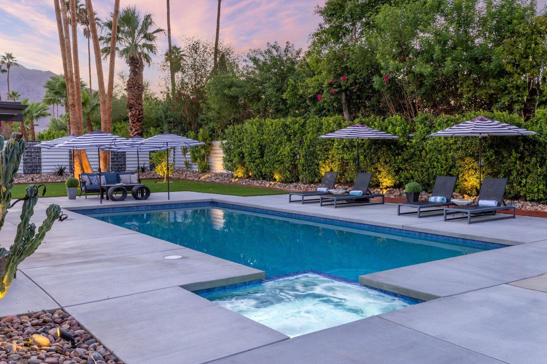 Take a dip in the spa at sunset