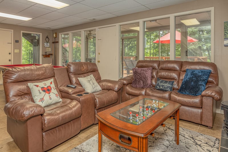 Couch and Loveseat at Buena Vista Getaway, a 3 bedroom cabin rental located in gatlinburg