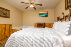 Bedroom amenities at Liams Lookout, a 2 bedroom cabin rental located in Pigeon Forge