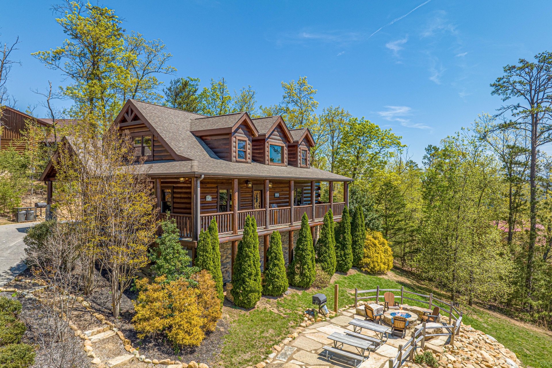 Rear Patio with Picnic Area and Fire Pit