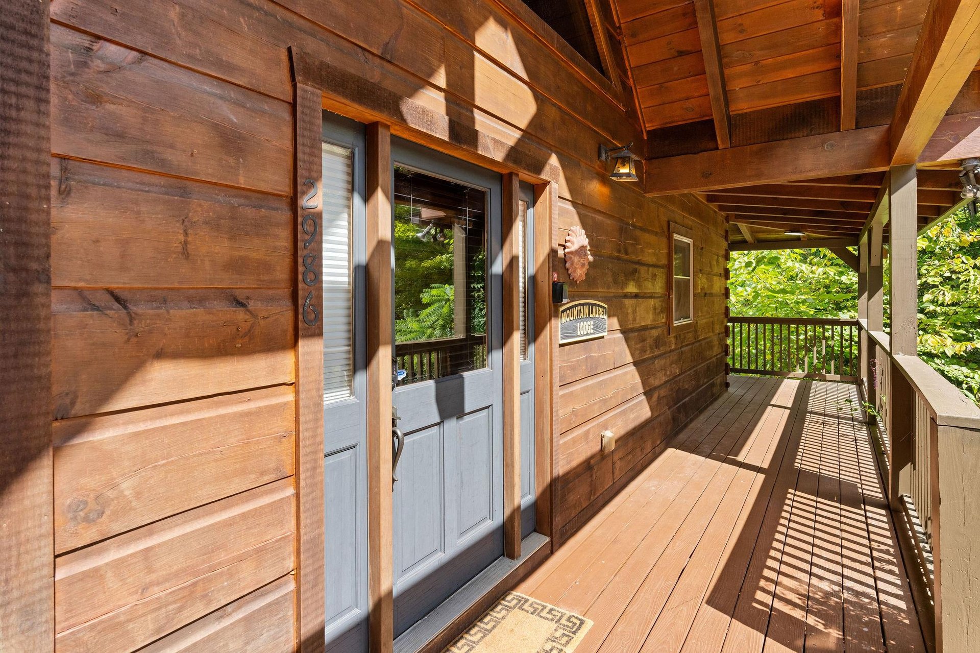 Front door to Mountain Laurel Lodge cabin