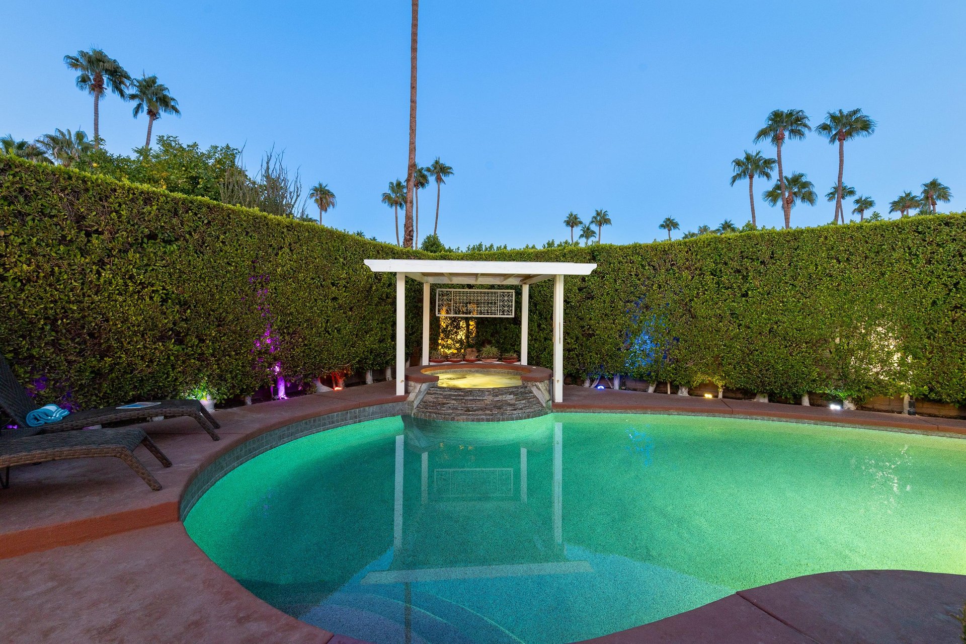 Gorgeous pool lighting at night