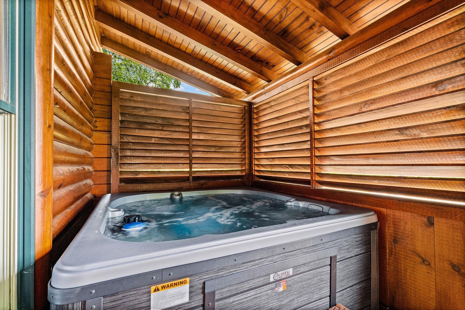Hot tub access on entry level back porch