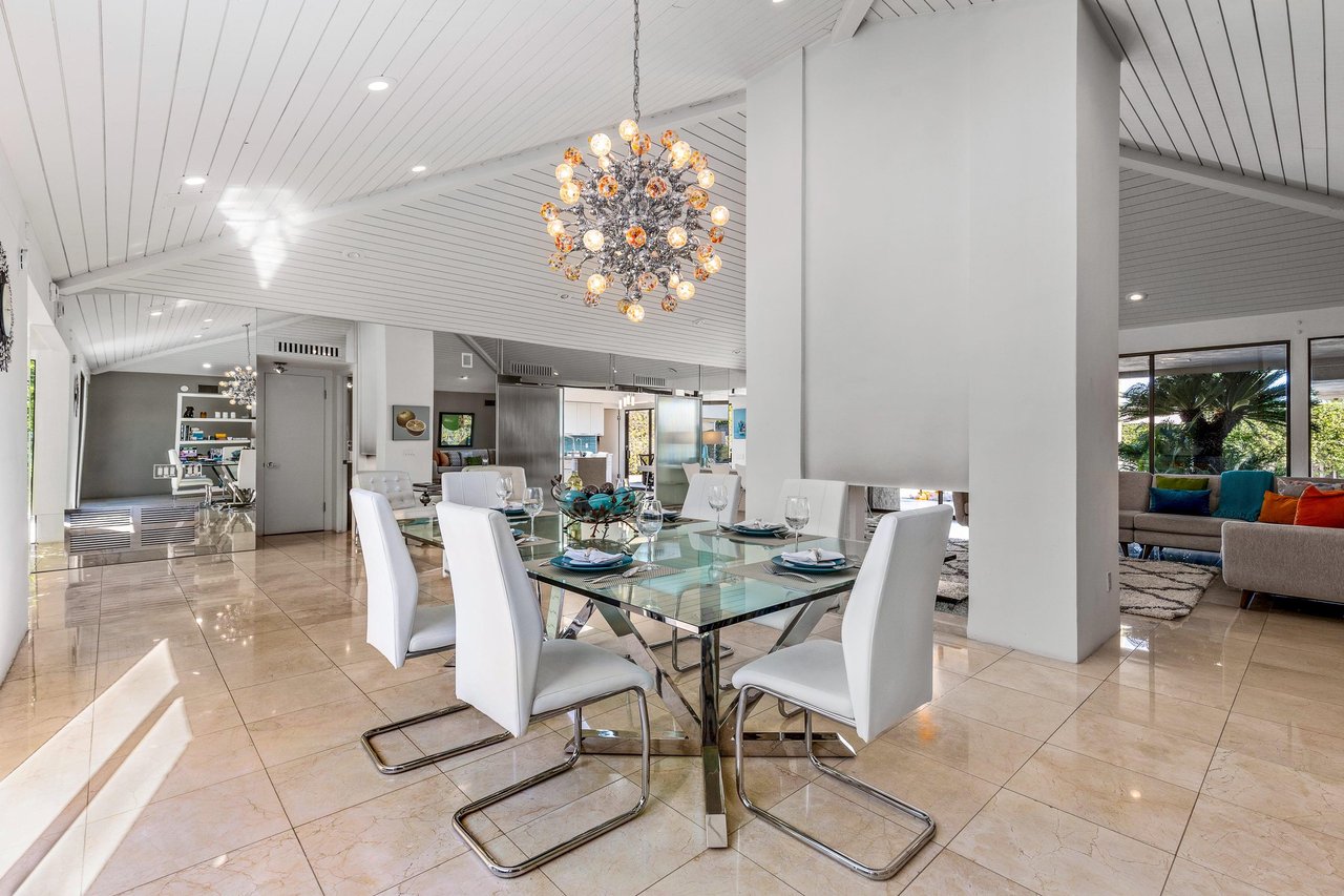 Dining table set for six