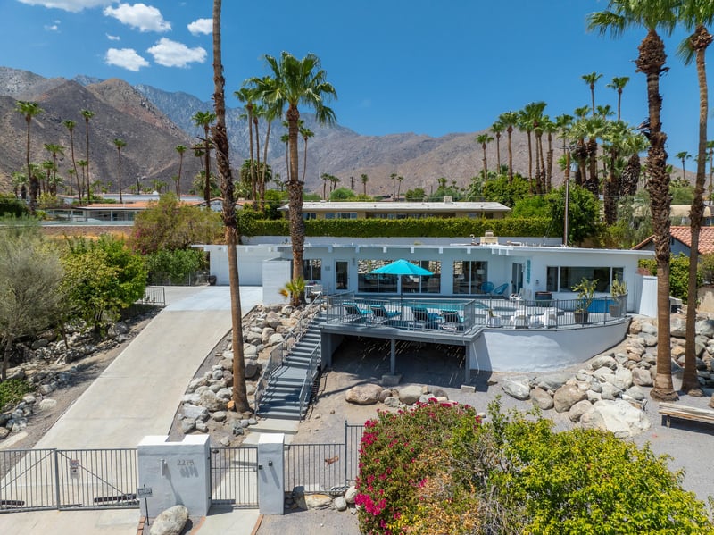 Palm trees and mountain views