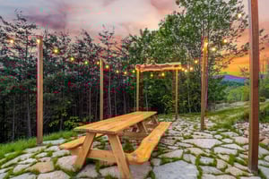 Lighted area with picnic table