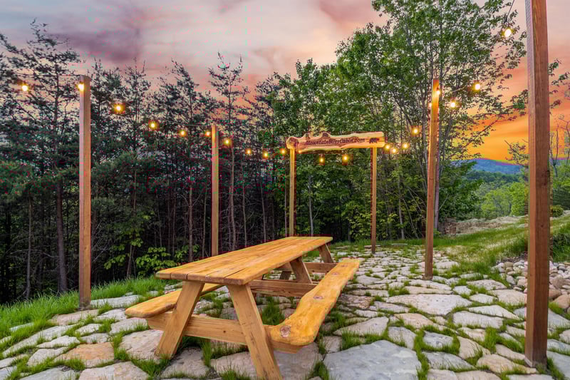 Lighted area with picnic table