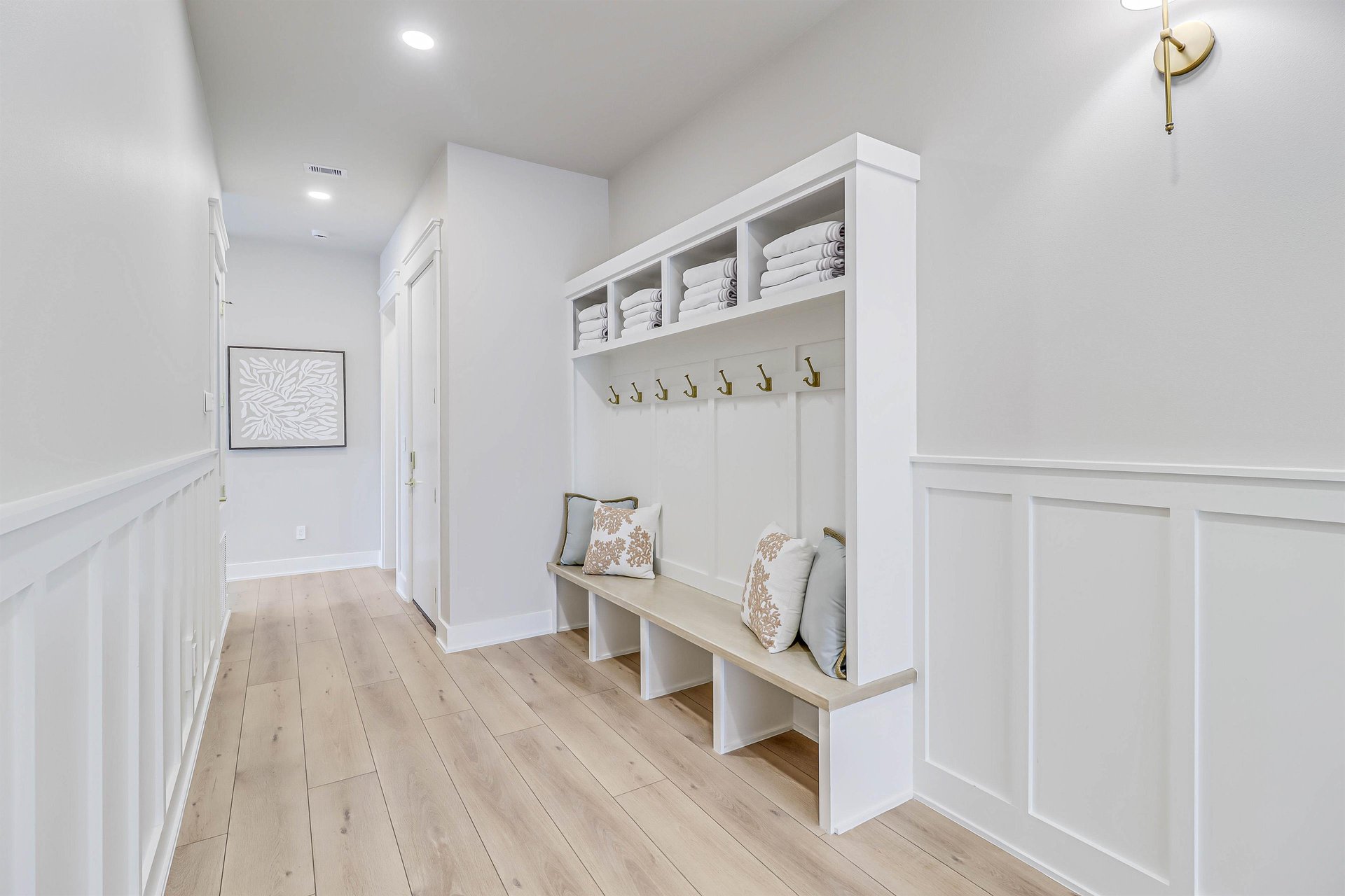 Hallway Bench with Storage and Hooks, 1st Floor