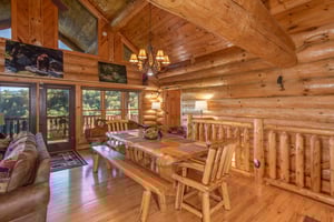 Dining table with space for 10 at Great View Lodge, a 5bedroom cabin rental located in Pigeon Forge