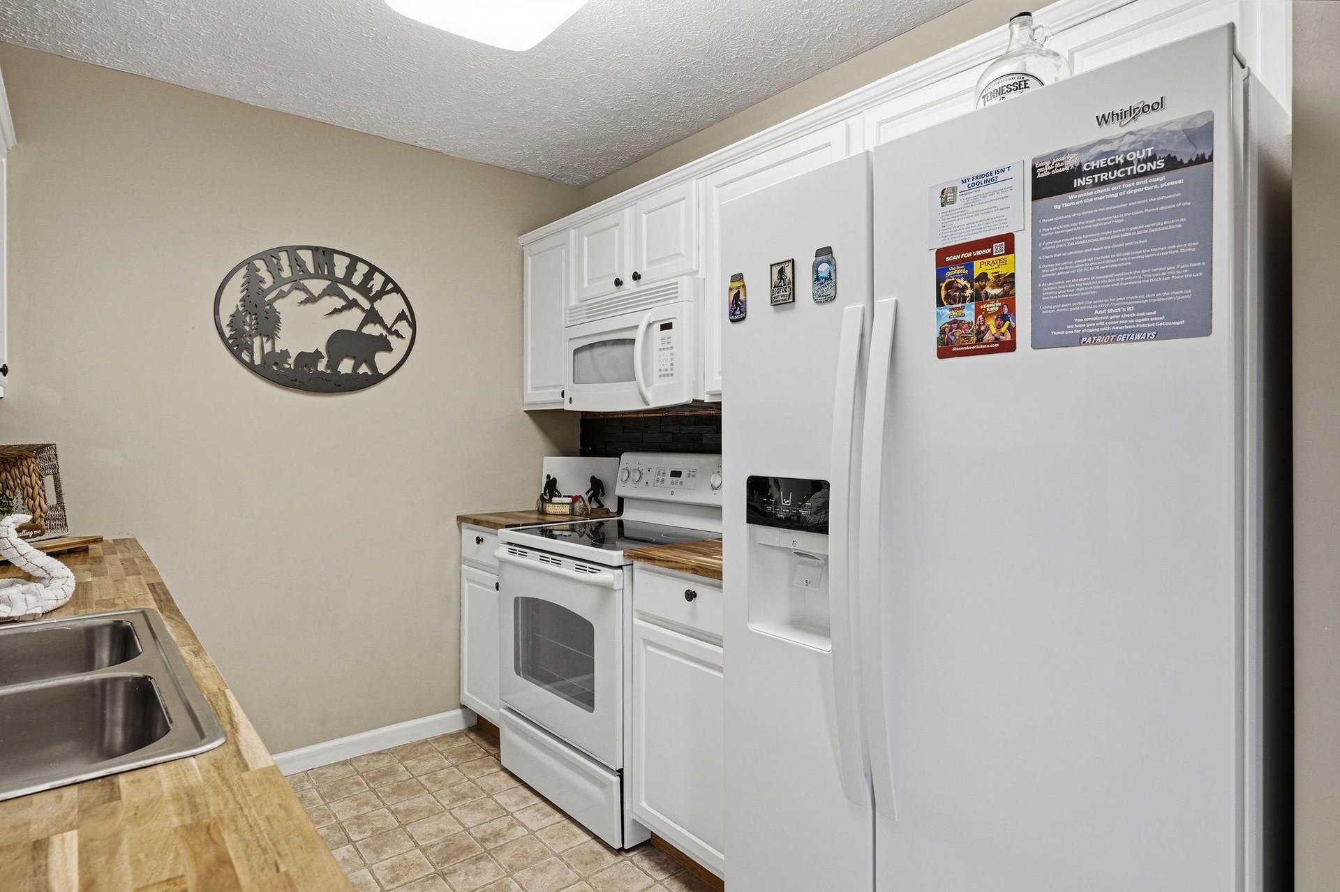 Your fully equipped kitchen features modern appliances and ample counter space for preparing memorable meals during your stay.