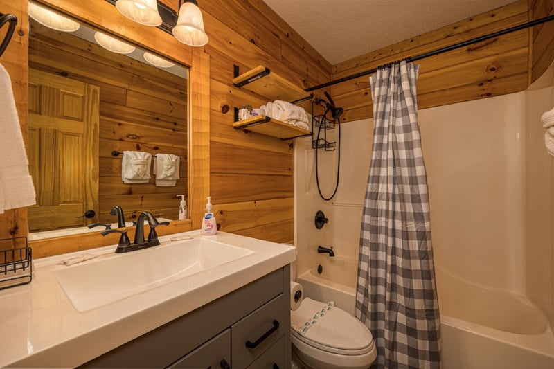 Single vanity sink with bathtub