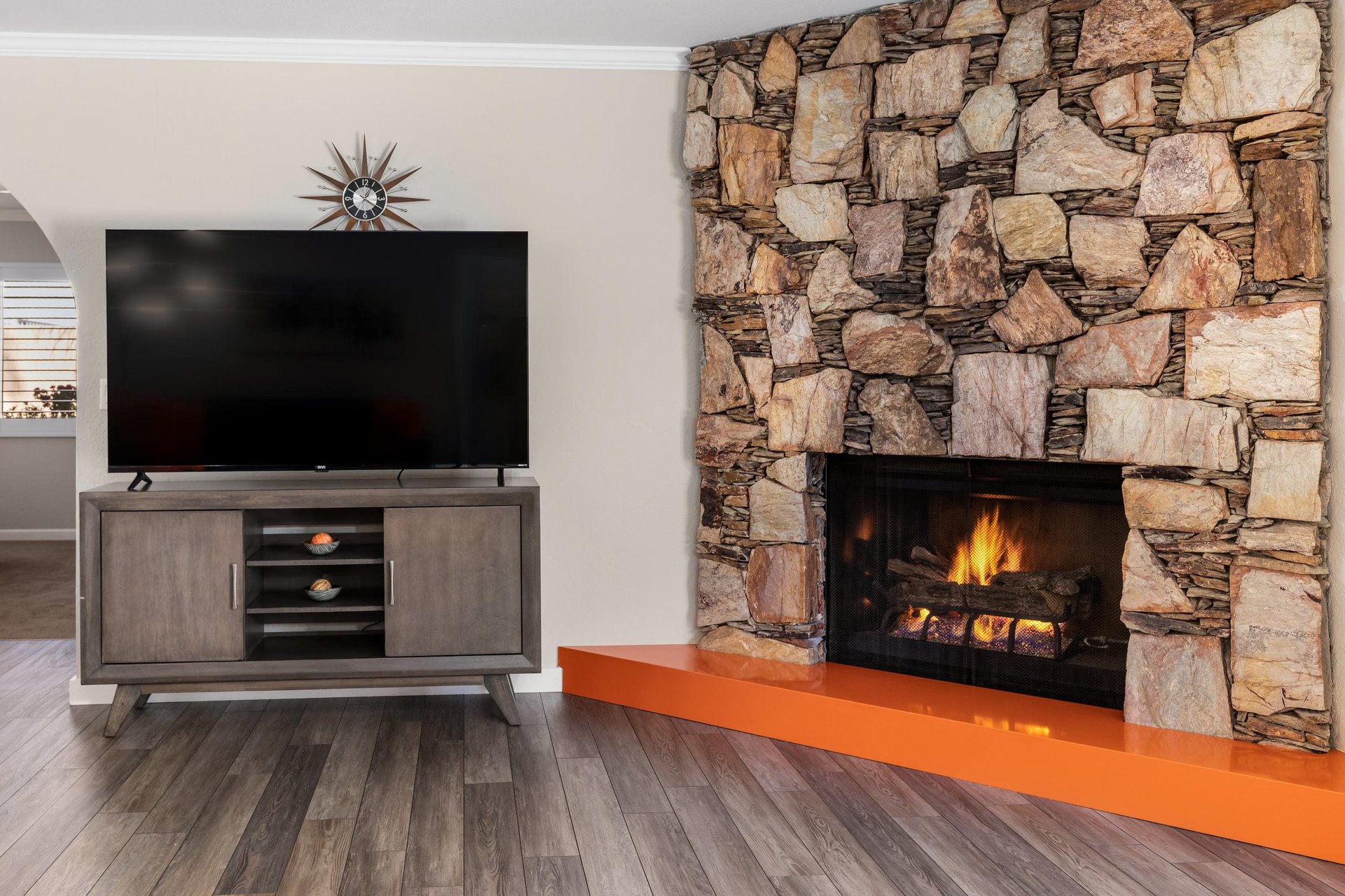 Gorgeous stone fireplace