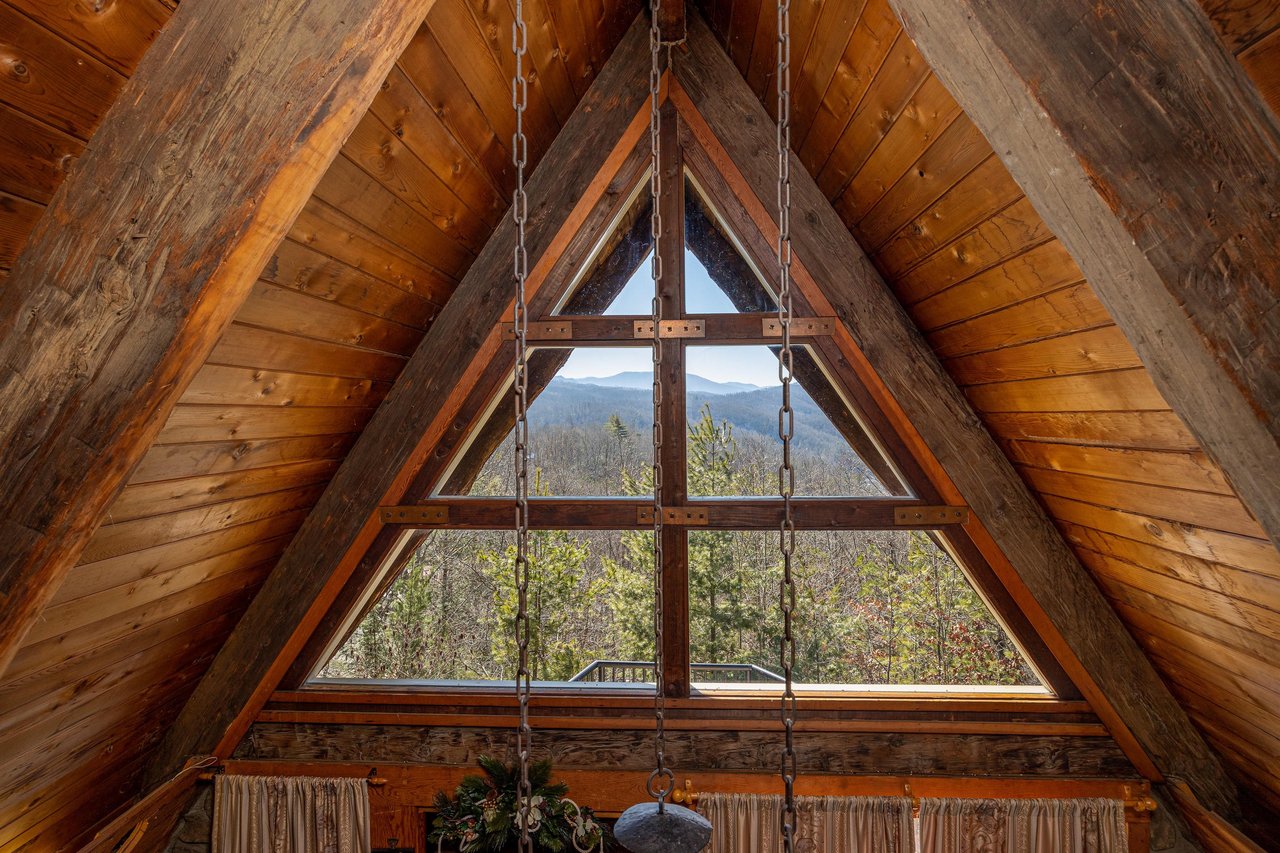 Livingroom window at Ever After, a 1 bedroom cabin rental located in Gatlinburg