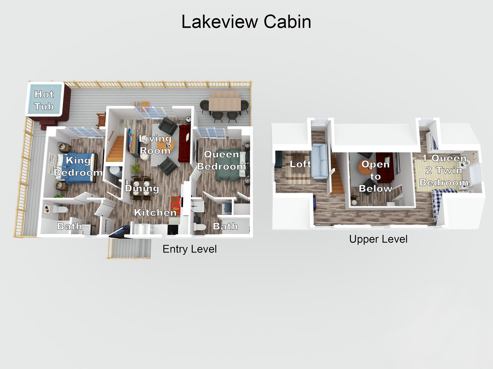 floor plan of Lakeview Cabin