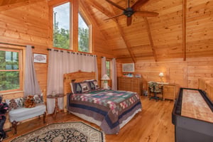 Queen bed with shuffle board