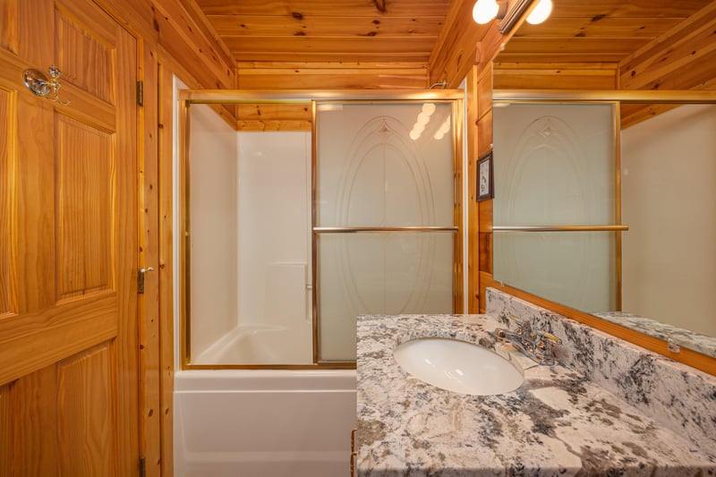 Bathroom at Eagles Sunrise, a 2 bedroom cabin rental located in Pigeon Forge