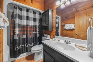 Full bathroom with bathtub and single vanity sink