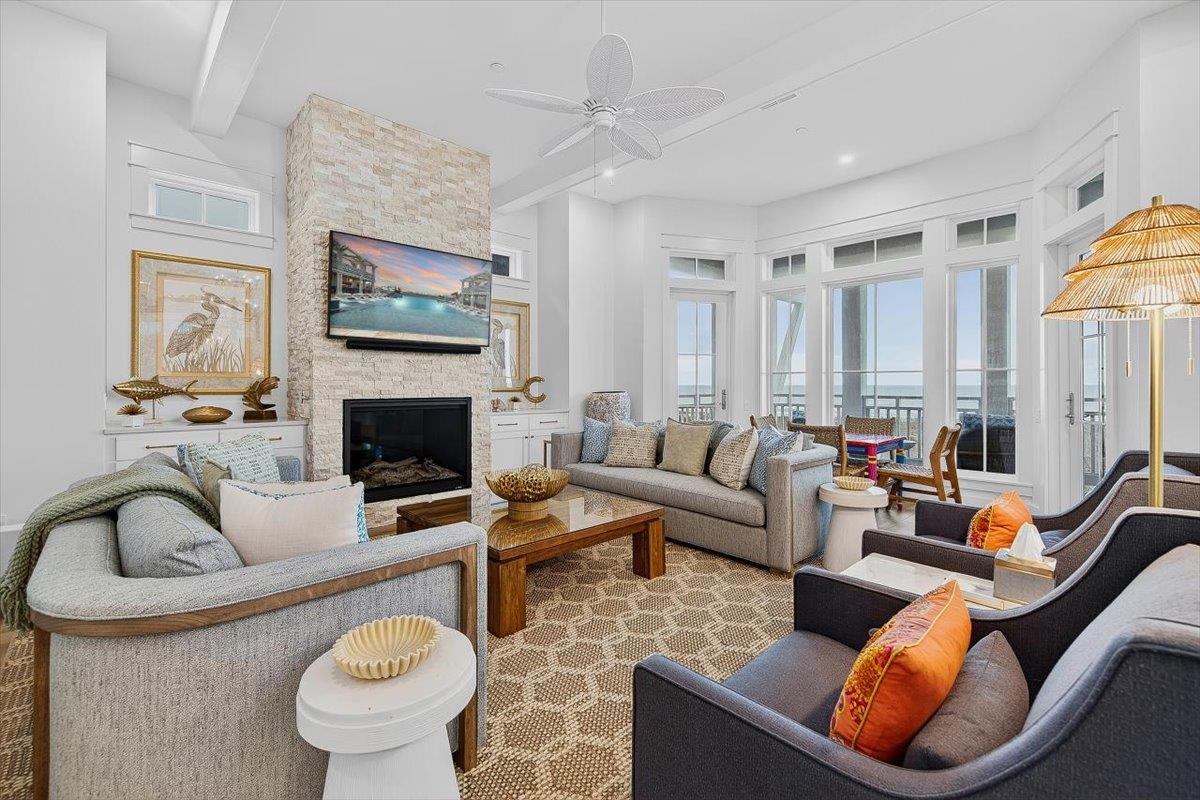 Featuring a fireplace and Gulf views.