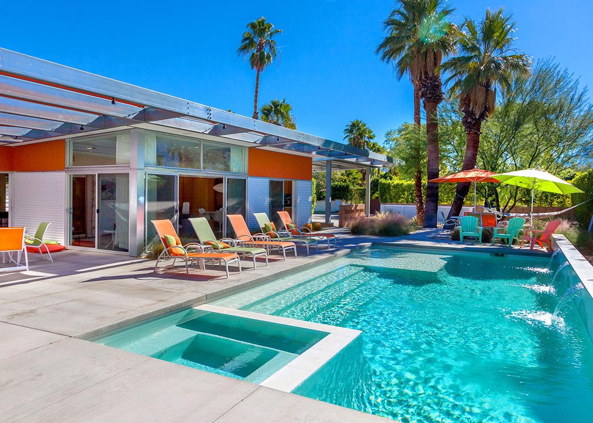 Early morning dip in the pool