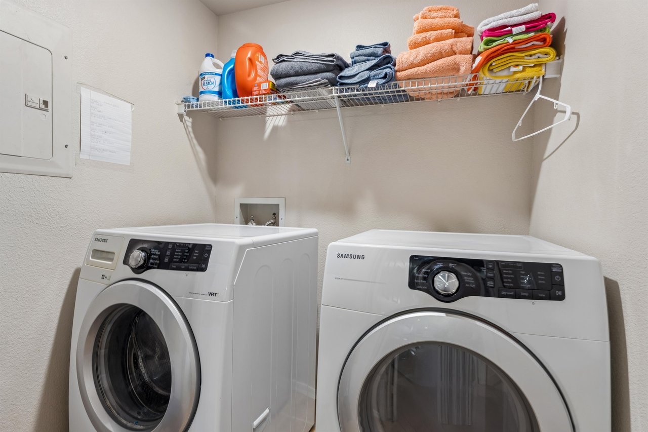 Washer and dryer for guest use.
