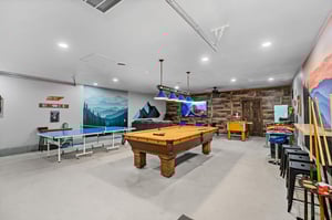 Pool table, ping pong, foosball, theater