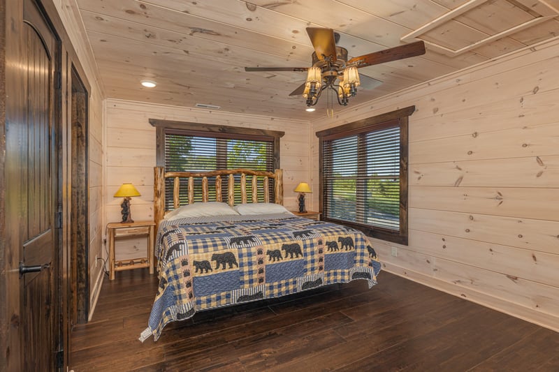 King bed with windows