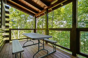 This covered terrace offers a peaceful wooded retreat where you can sip your morning coffee surrounded by birdsong and rustling leaves, completely immersed in natures canopy.