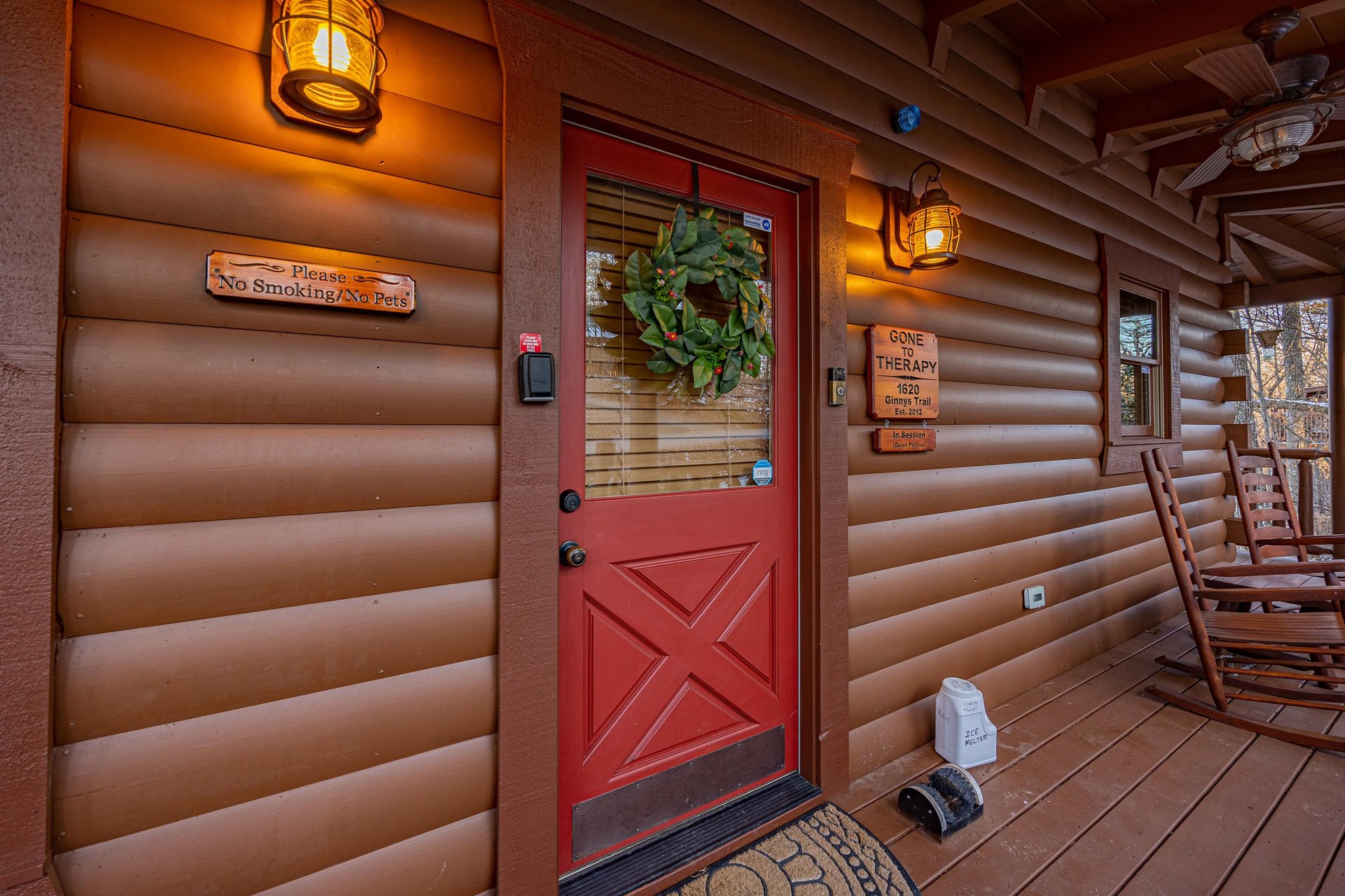 Front door of cabin