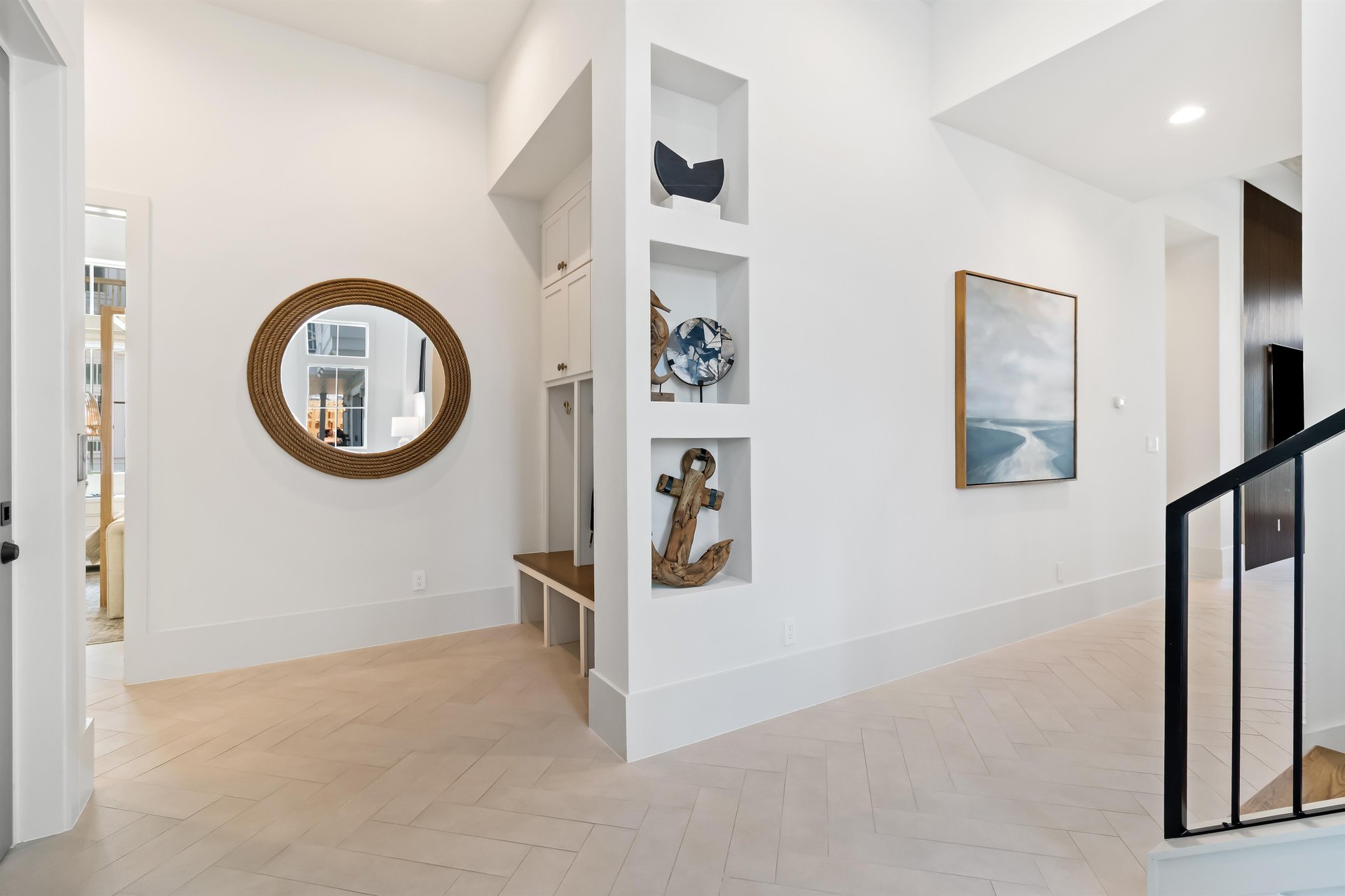 Foyer With Storage and Towel Hooks