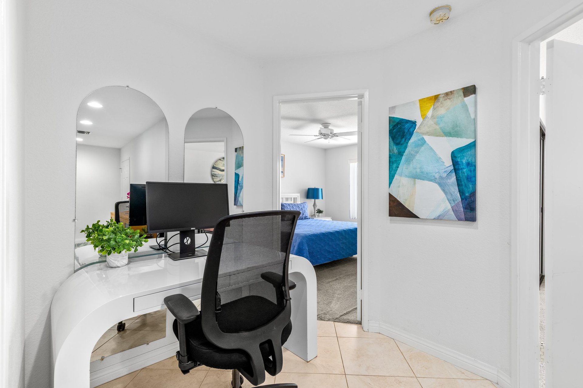 Desk space just off of the primary bedroom, great for those working on the go