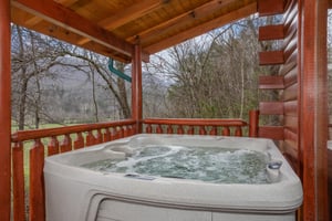 Hot tub on a covered deck
