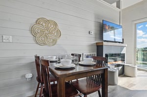 open concept kitchen with table for 4