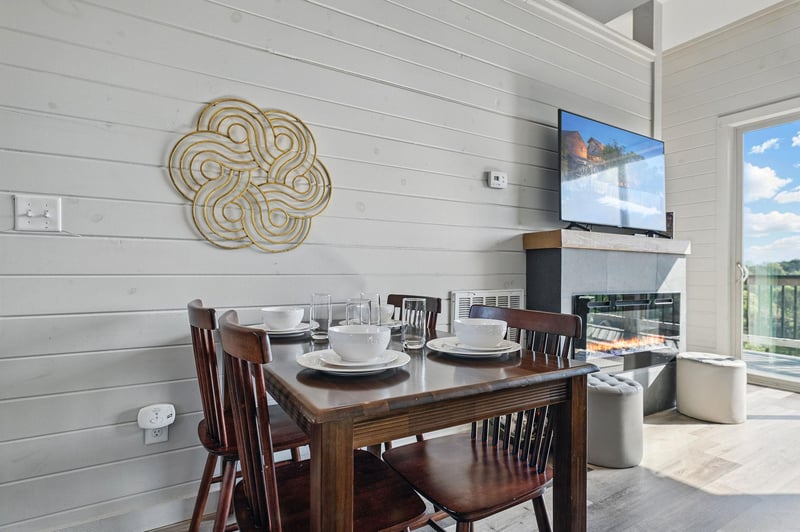 open concept kitchen with table for 4