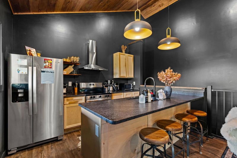 Kitchen with bar seating