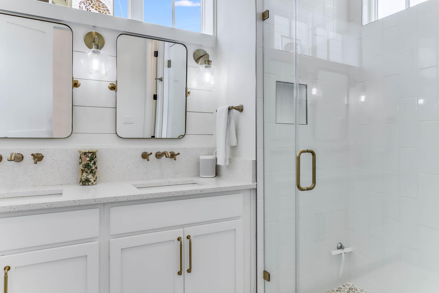 Enclosed rainfall shower in King Suite