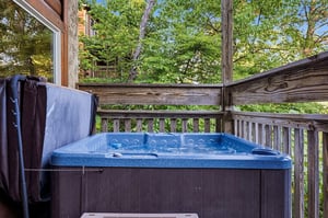 Soak your cares away in your private hot tub, surrounded by towering trees and fresh forest air—a perfect retreat after exploring the area.